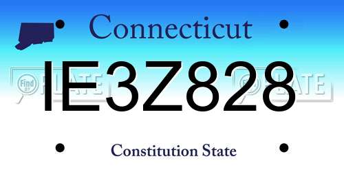 IE3Z828 Connecticut License Plate