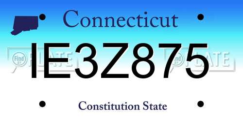 IE3Z875 Connecticut License Plate