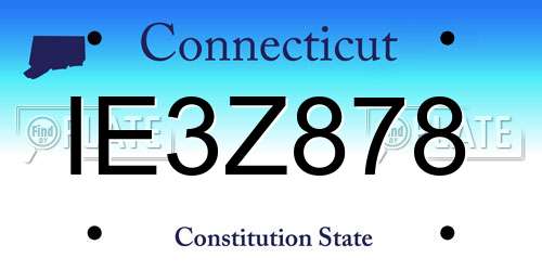 IE3Z878 Connecticut License Plate