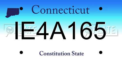 IE4A165 Connecticut License Plate