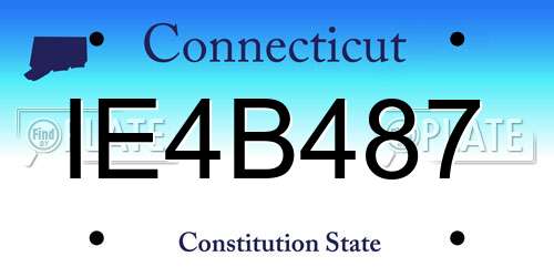 IE4B487 Connecticut License Plate