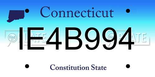 IE4B994 Connecticut License Plate