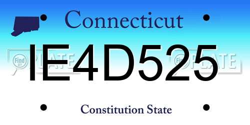 IE4D525 Connecticut License Plate