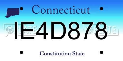 IE4D878 Connecticut License Plate