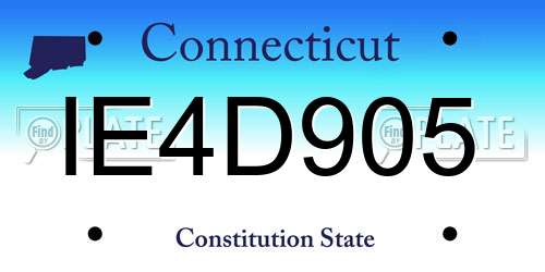 IE4D905 Connecticut License Plate