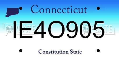 IE4O905 Connecticut License Plate