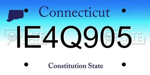 IE4Q905 Connecticut License Plate