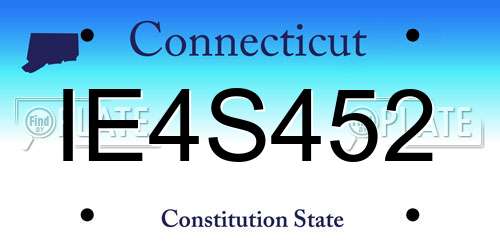 IE4S452 Connecticut License Plate