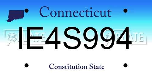 IE4S994 Connecticut License Plate