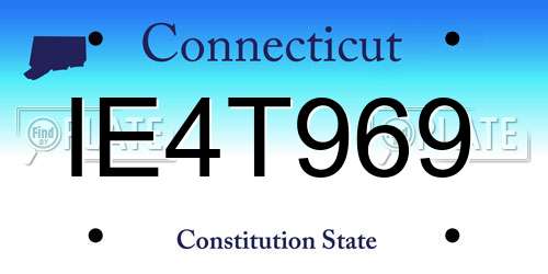 IE4T969 Connecticut License Plate