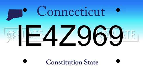 IE4Z969 Connecticut License Plate