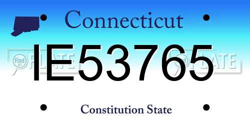 IE53765 Connecticut License Plate