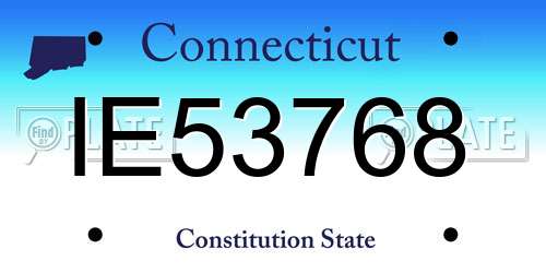IE53768 Connecticut License Plate