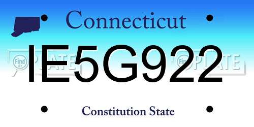 IE5G922 Connecticut License Plate