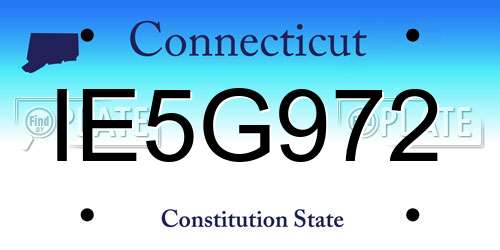 IE5G972 Connecticut License Plate