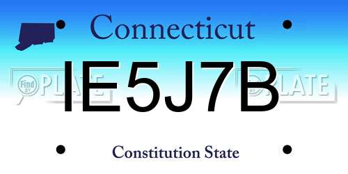 IE5J7B Connecticut License Plate