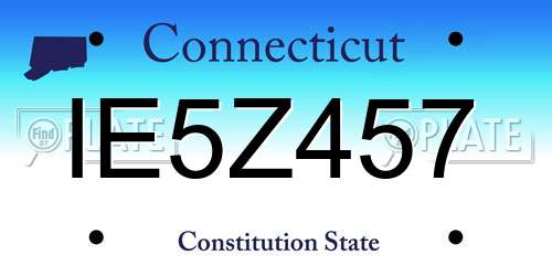 IE5Z457 Connecticut License Plate