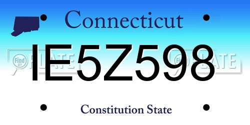 IE5Z598 Connecticut License Plate