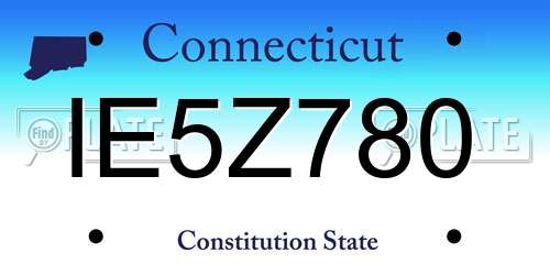 IE5Z780 Connecticut License Plate