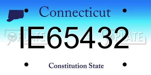 IE65432 Connecticut License Plate