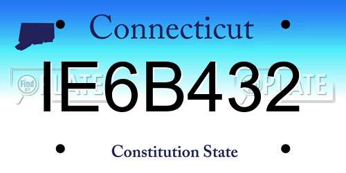 IE6B432 Connecticut License Plate
