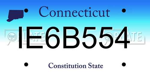 IE6B554 Connecticut License Plate