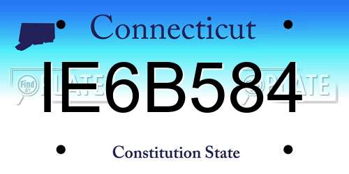 IE6B584 Connecticut License Plate