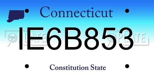 IE6B853 Connecticut License Plate