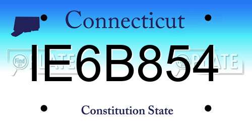 IE6B854 Connecticut License Plate