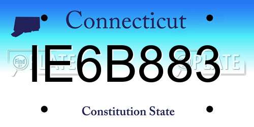 IE6B883 Connecticut License Plate