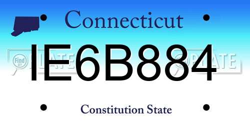 IE6B884 Connecticut License Plate