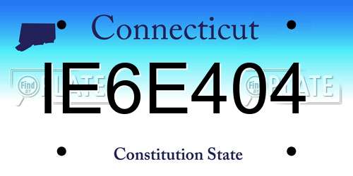 IE6E404 Connecticut License Plate