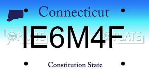 IE6M4F Connecticut License Plate