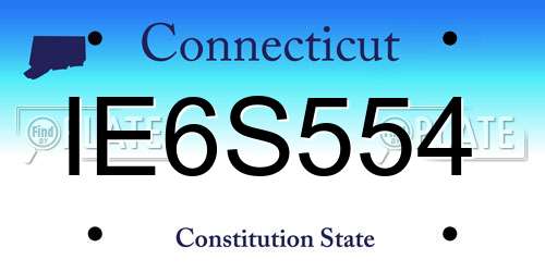 IE6S554 Connecticut License Plate