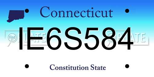 IE6S584 Connecticut License Plate