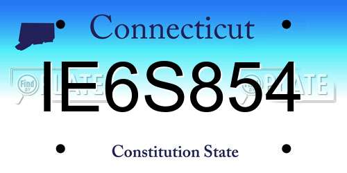 IE6S854 Connecticut License Plate