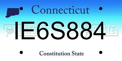 IE6S884 Connecticut License Plate
