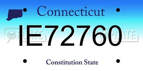 IE72760 Connecticut License Plate