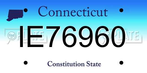 IE76960 Connecticut License Plate