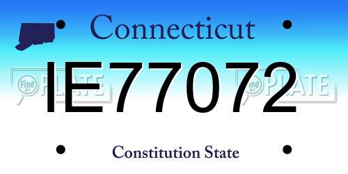 IE77072 Connecticut License Plate