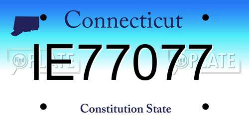 IE77077 Connecticut License Plate