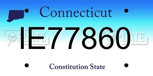 IE77860 Connecticut License Plate