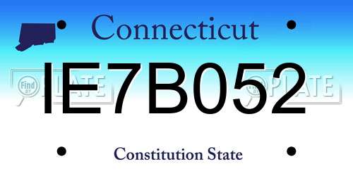 IE7B052 Connecticut License Plate