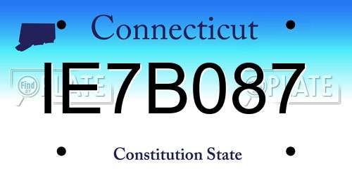 IE7B087 Connecticut License Plate