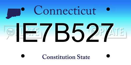 IE7B527 Connecticut License Plate