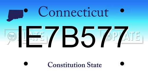 IE7B577 Connecticut License Plate
