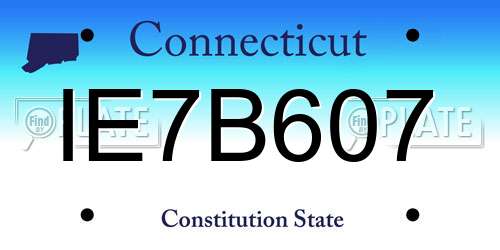 IE7B607 Connecticut License Plate