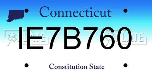 IE7B760 Connecticut License Plate
