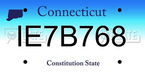 IE7B768 Connecticut License Plate