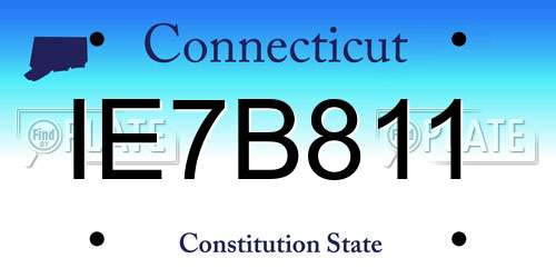 IE7B811 Connecticut License Plate